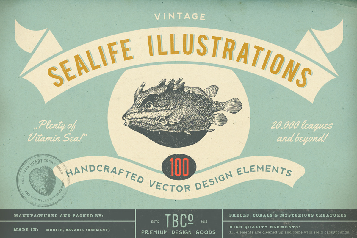 SALE! 100 Sealife Illustrations, an Animal Illustration by Anja Kaiser (Photo 1 of 6)
