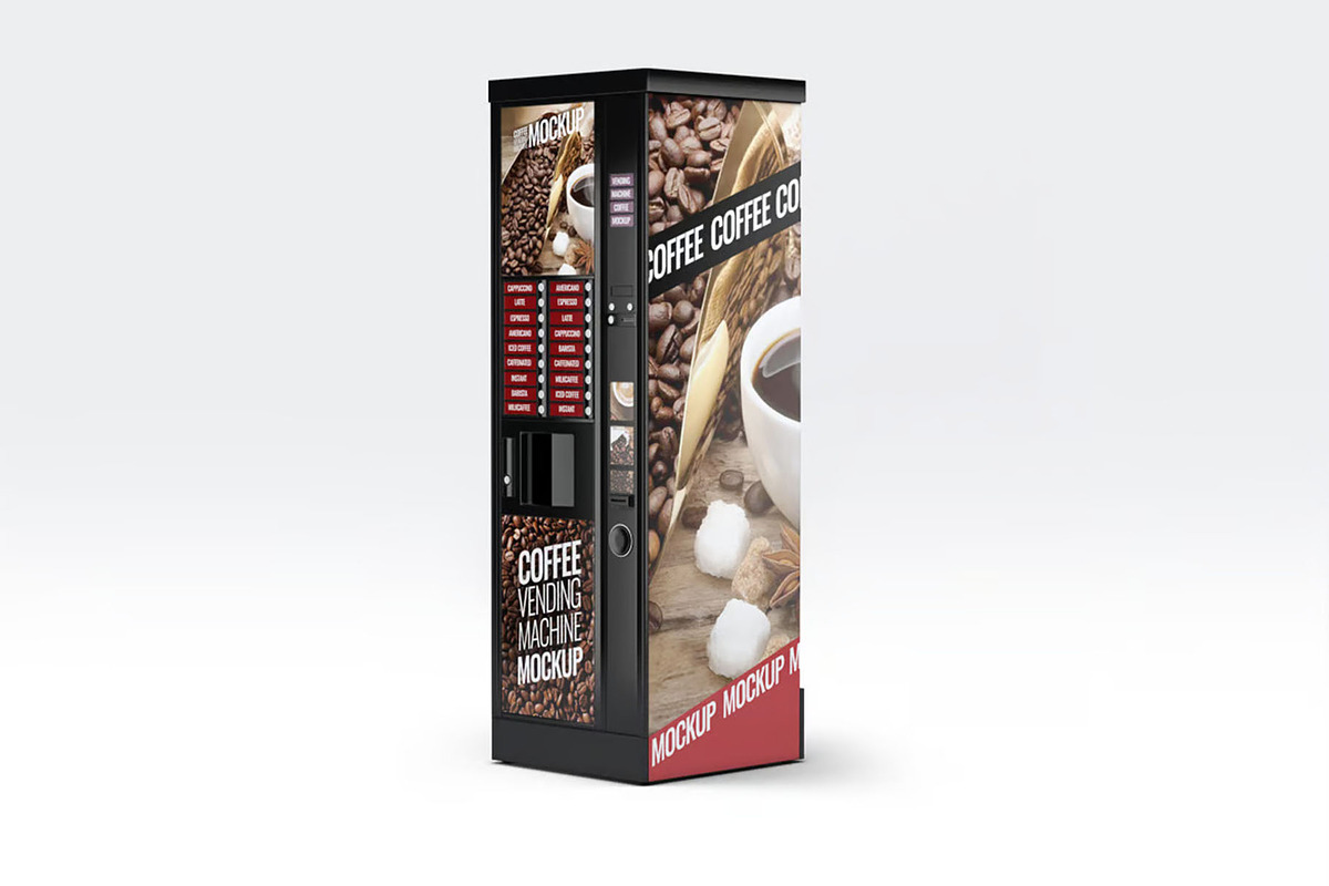 Coffee Vending Machine Mock-Up, a Product Mockup by DesignRushMarket (Photo 2 of 5)