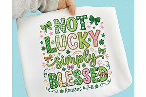 Not Lucky Simply Blessed Png,, a Seasonal Illustration by Designking