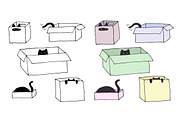 Cute cats in boxes - vector patterns, an Animal Illustration by OKart.studio (Thumbnail 2 of 4)