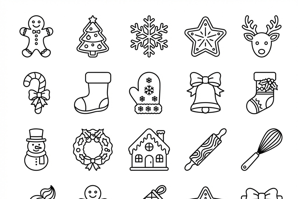 64 Christmas Bakery Icon Set, an Outline Icon by adenpinkstore (Photo 2 of 18)