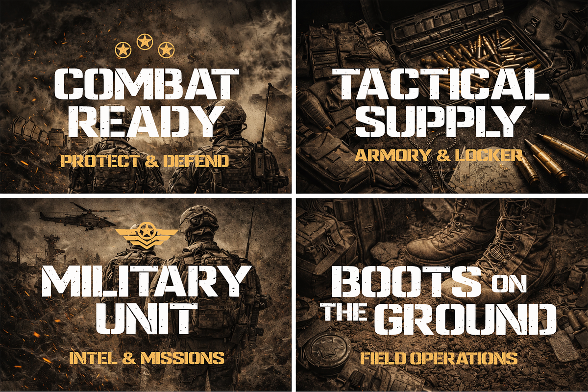Military Steel – Bold Stencil Font, a Handwritten Font by cocodesign (Photo 3 of 7)