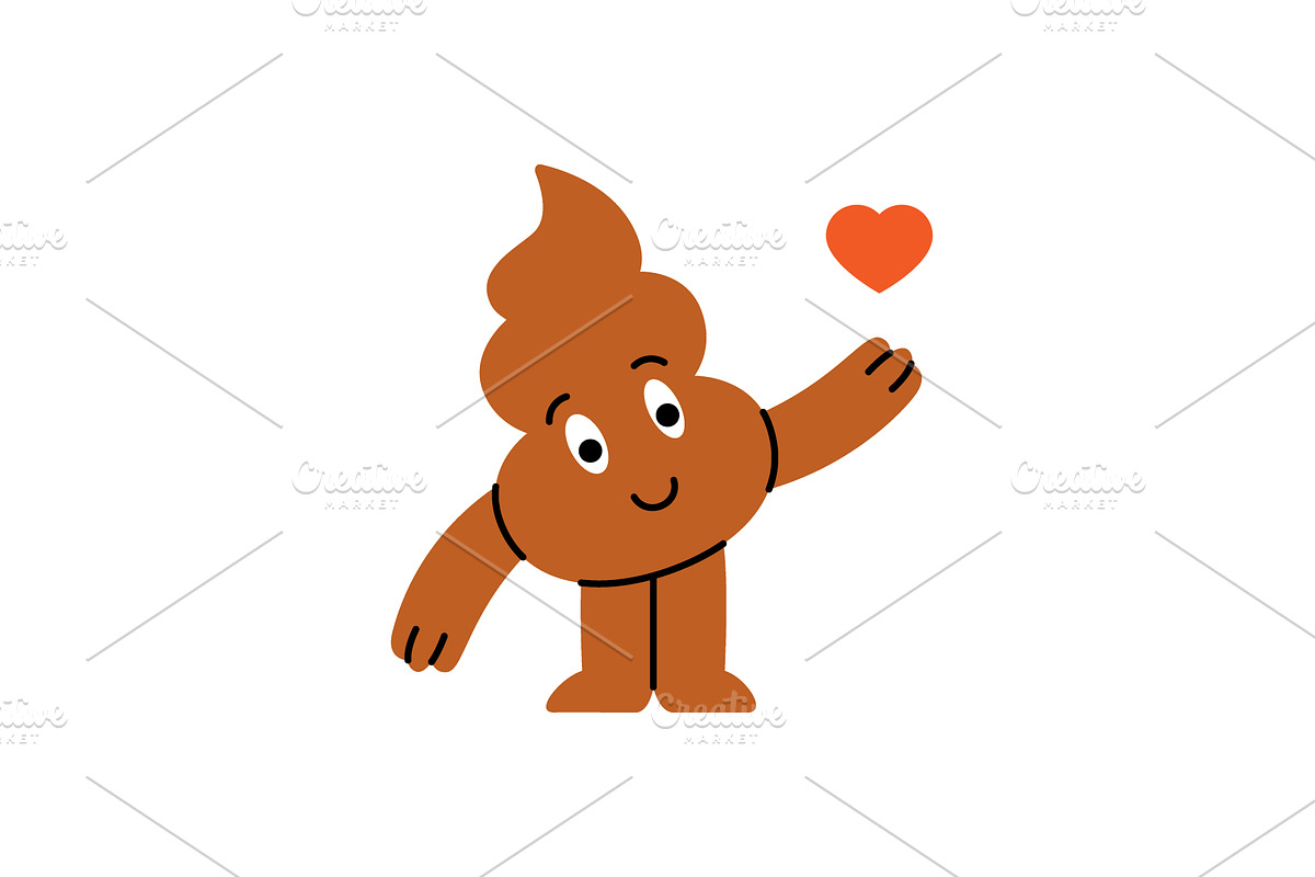 Cute cartoon poop character holding, an Object Illustration by GraphiShop