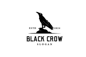 Black crow logo silhouette design, a Branding & Logo Template by Maylianaw28