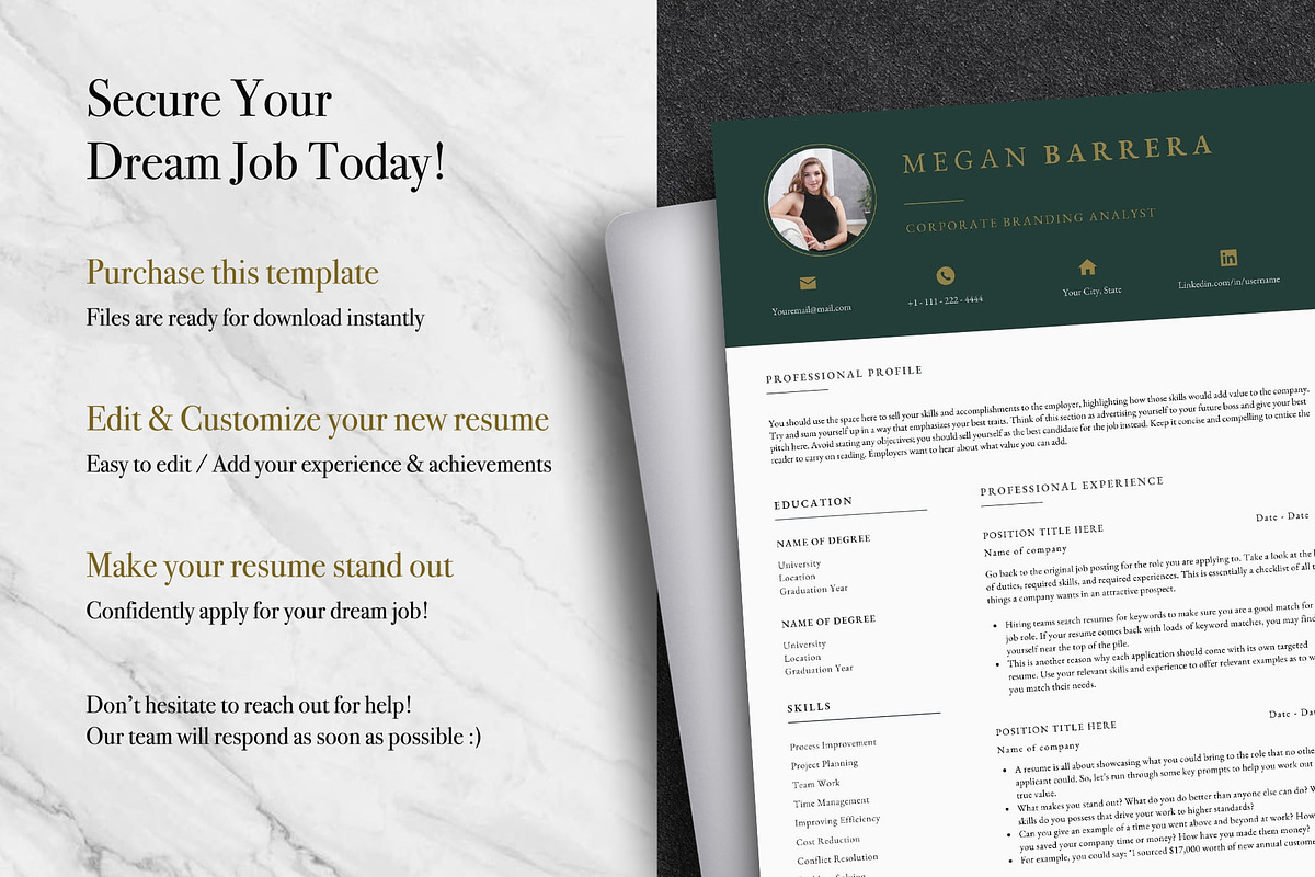 Elegant Resume Template Pack | Canva, a Resume Template by Lux Resume (Photo 9 of 9)