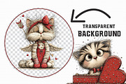 Whimsical Valentine Cat Clipart, an Illustration by Libby Wishes (Thumbnail 3 of 7)