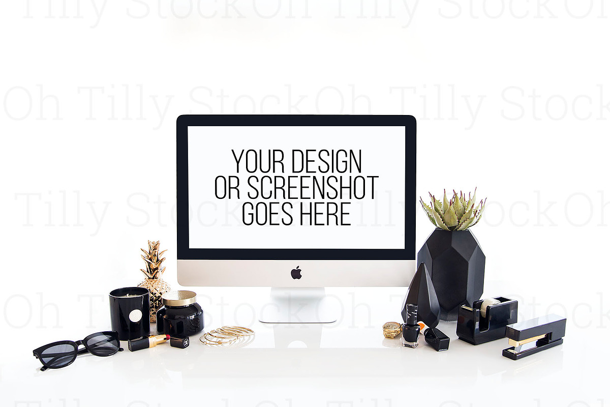 Black and Gold Luxe iMac Mockup, a Mac Mockup by OhTilly