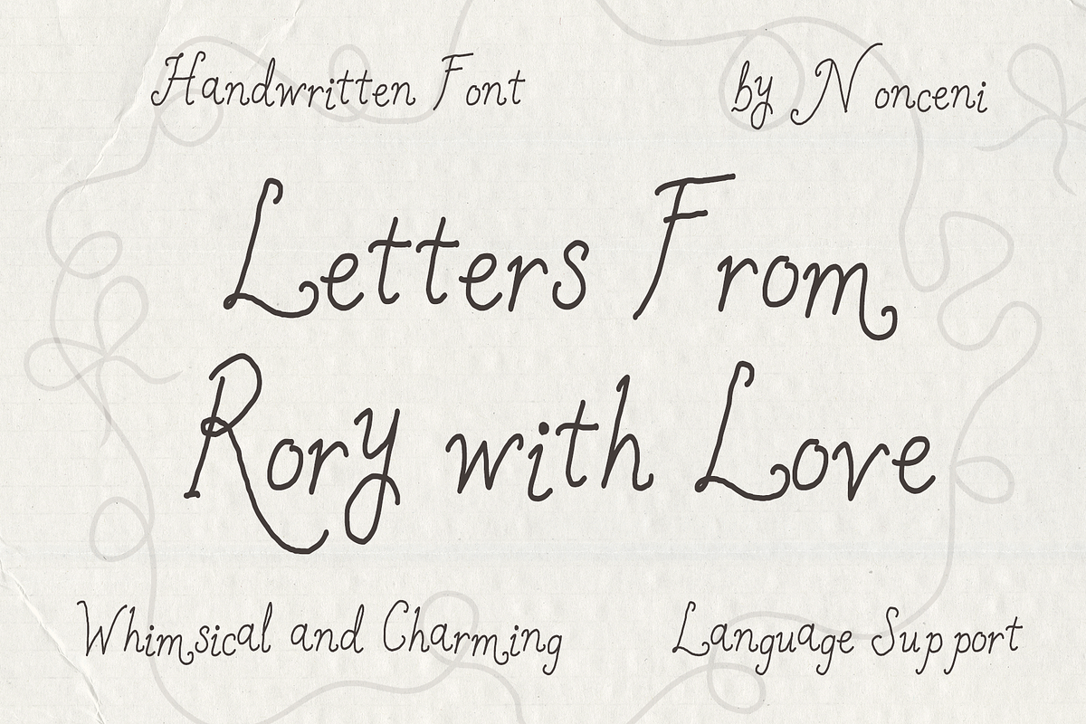 Letters From Rory Whimsical Script, a Script Font by Nonceni (Photo 1 of 15)