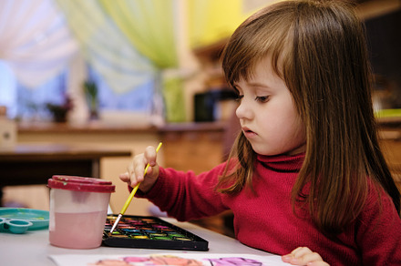 Little girl painting with water colors. Child learning different skills, creati, an Arts & Entertainment Photo by Rohan Photography