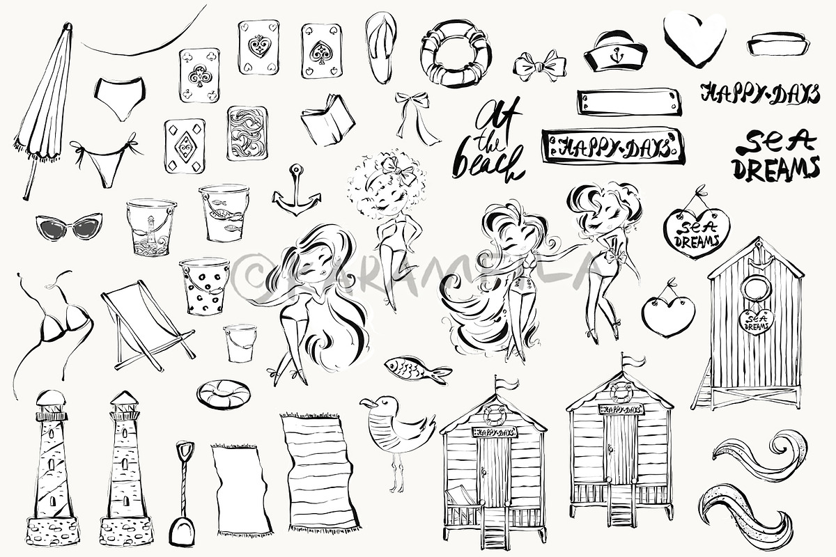 Nautical Beach Doodles, an Object Illustration by KaramfilaS (Photo 2 of 6)