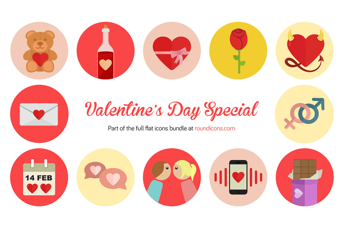 Valentine's Day Flat Icons, an Icon by Vectopus.com (Photo 1 of 3)