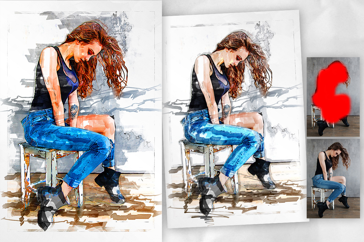 Marker Sketch Photoshop Action, an Action Add-On by GorynArt (Photo 5 of 20)