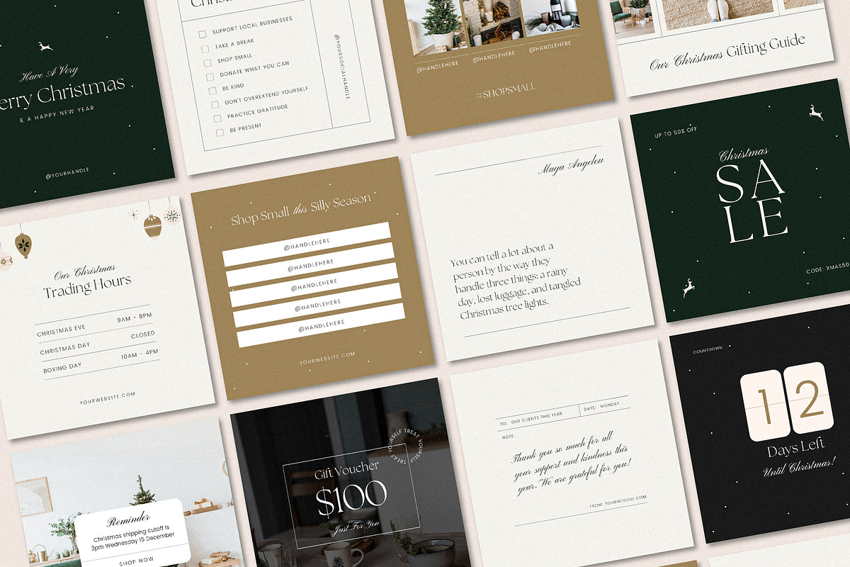 Modern Christmas Instagram Pack, a Social Media Template by January Made Design (Photo 2 of 9)