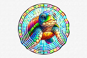 Stained Glass Turtles Sublimation, an Illustration by CraftArtStudio (Thumbnail 3 of 6)