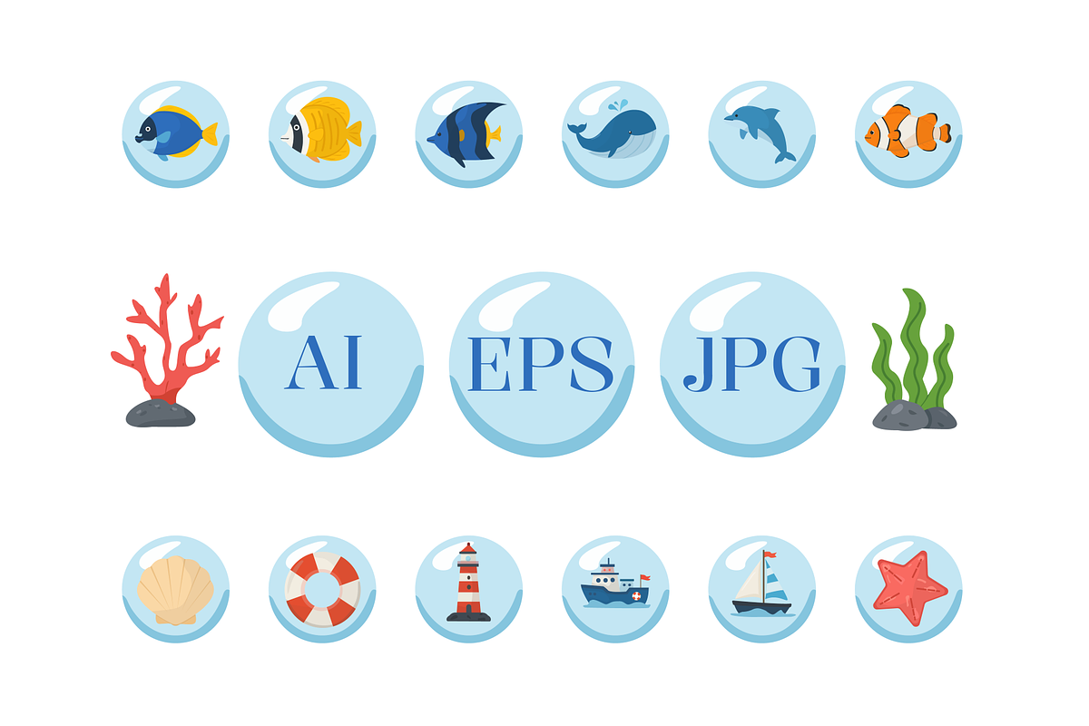 Ocean Sea Life Elements Illustration, an Animal Illustration by Artnivora.Std (Photo 2 of 3)
