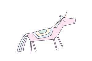 Abstract hand drawn linear unicorn, an Illustration by Toltemara