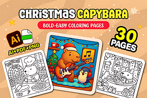 Christmas Capybara Cozy Coloring