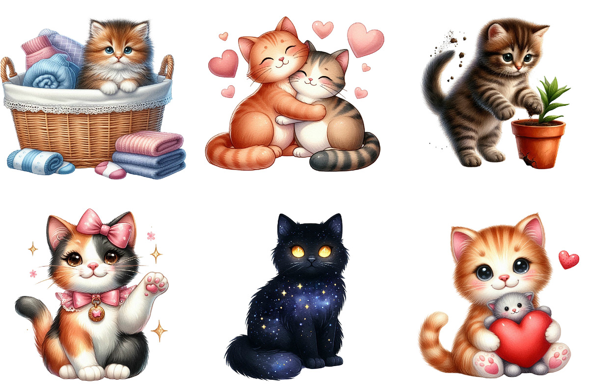 Cat Clipart, Animal Clipart, Pet Png, an Illustration by DreamArtGraphic (Photo 2 of 5)