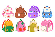 Cute School Backpack Vector Set, an Education Illustration by Annie Birdie (Thumbnail 2 of 7)