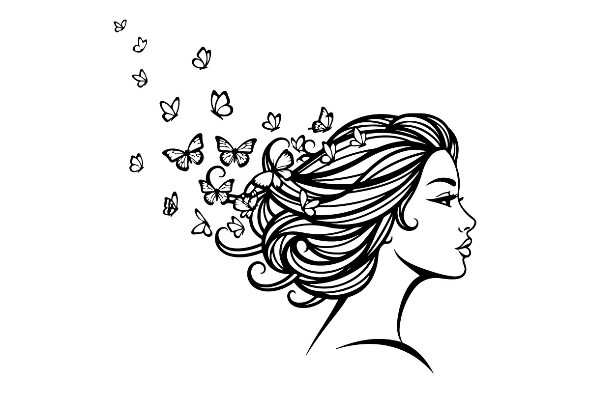 Woman Butterfly Hair Silhouette, an Object Illustration by yasushie (Photo 10 of 31)