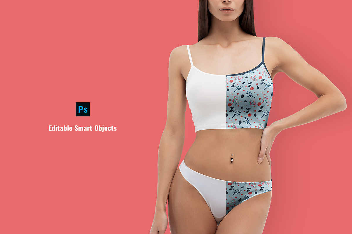 Female Cotton Inner Wear Set Mockup, an Apparel Mockup by Designertale (Photo 2 of 6)