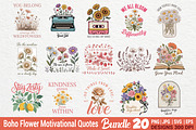 Boho Flowers Motivational Bundle, an Illustration by Actual Pixel (Thumbnail 1 of 21)