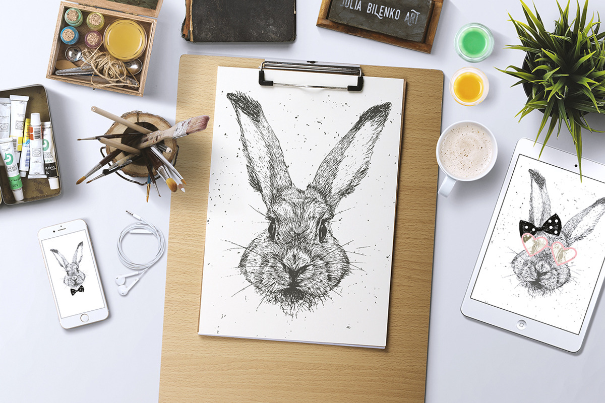 Rabbit face, an Illustration by Julia Bilenko