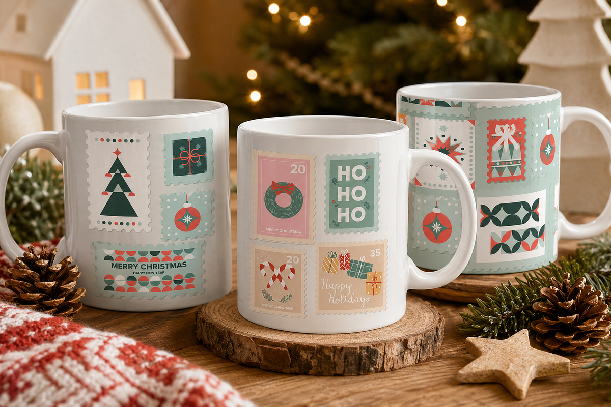 Christmas Stamps Illustrations, a Seasonal Illustration by Anna Studio (Photo 7 of 12)