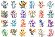 Watercolor cute baby Dragon Clipart, an Illustration by designcity5 (Thumbnail 2 of 5)