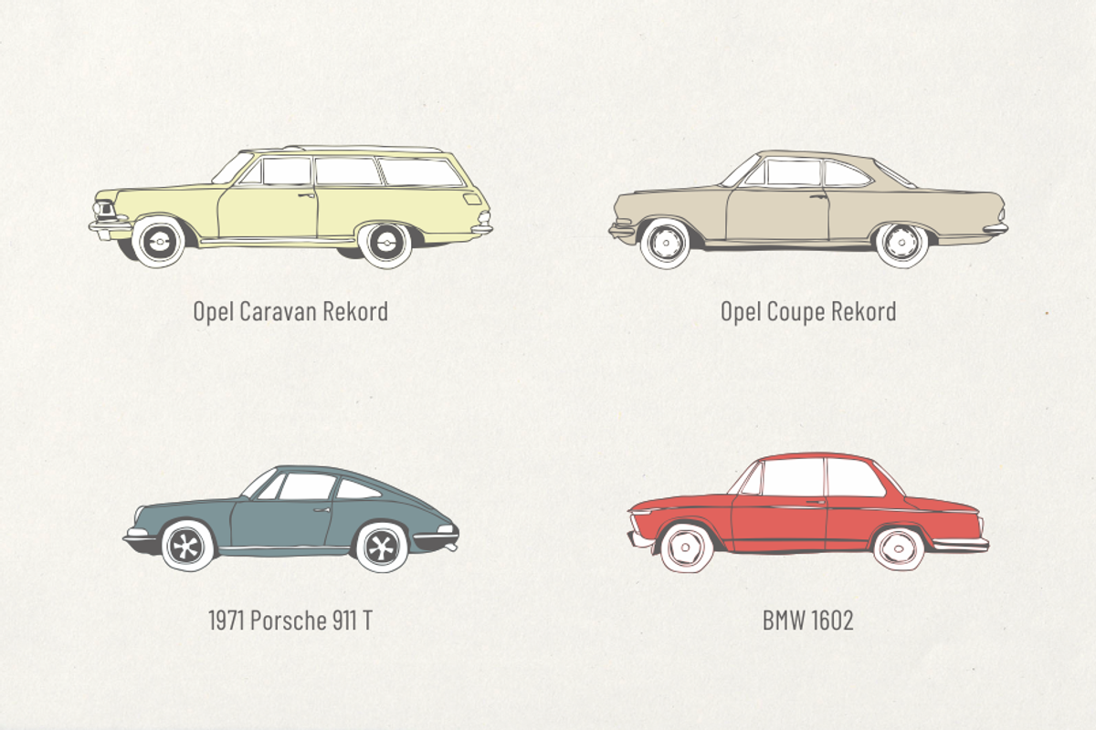 10 German Vintage Cars Vector + Font, an Illustration by Storyteller Imagery (Photo 4 of 5)