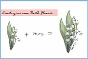 Birth Flower Clipart Digital Paper, a Decorative Illustration by VianneArt (Thumbnail 6 of 9)