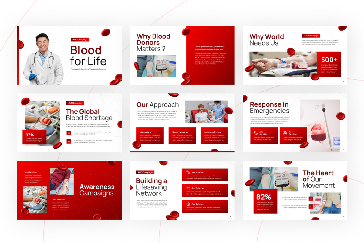 Blood Donation Campaign Google Slide, a Presentation Template by Loin Studio (Photo 3 of 4)