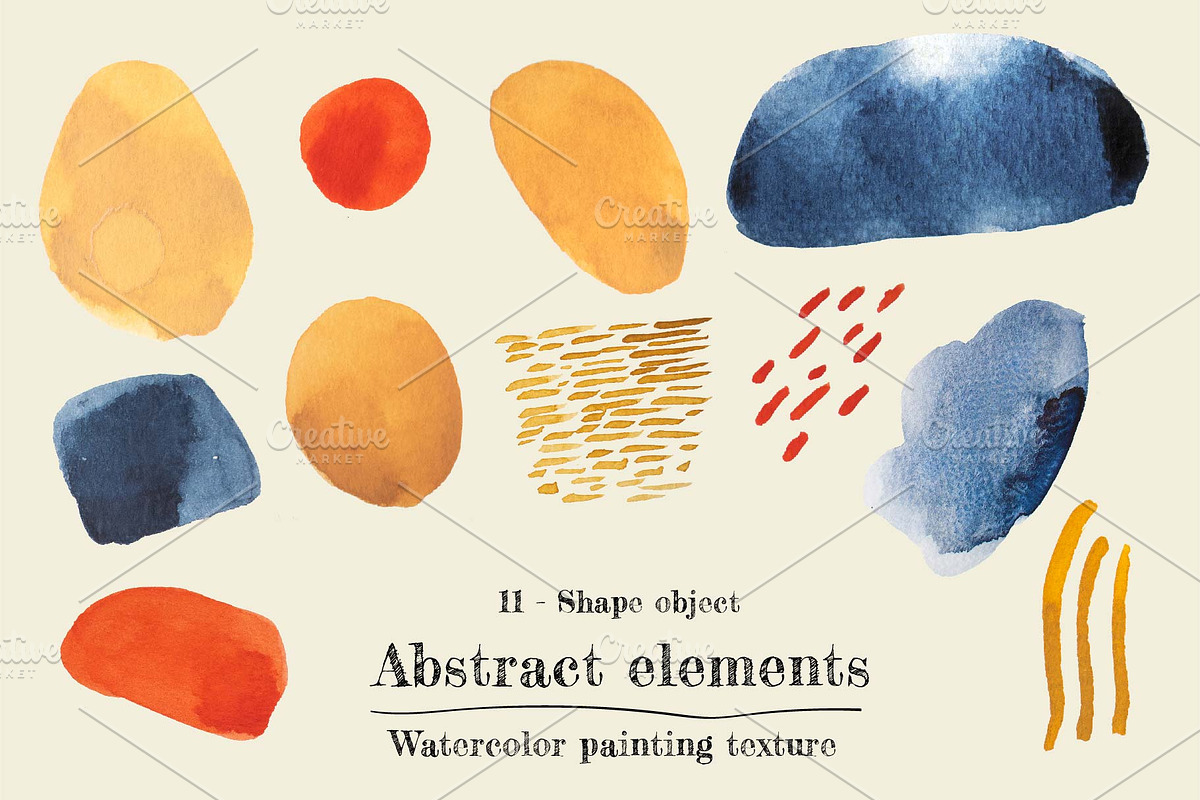 Abstract elements watercolor painted, an Object Graphic by marukopum (Photo 4 of 4)