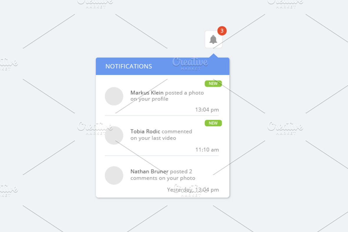 Clean notification dropdown designs, a Templates & Theme by Design & photo resources (Photo 2 of 4)