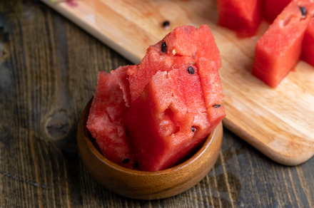 Sliced ripe and juicy watermelon of red color, a Photo by MyPhotos
