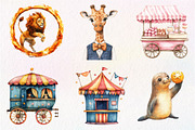 Circus Watercolor Clipart, an Illustration by Dream Creation (Thumbnail 2 of 6)