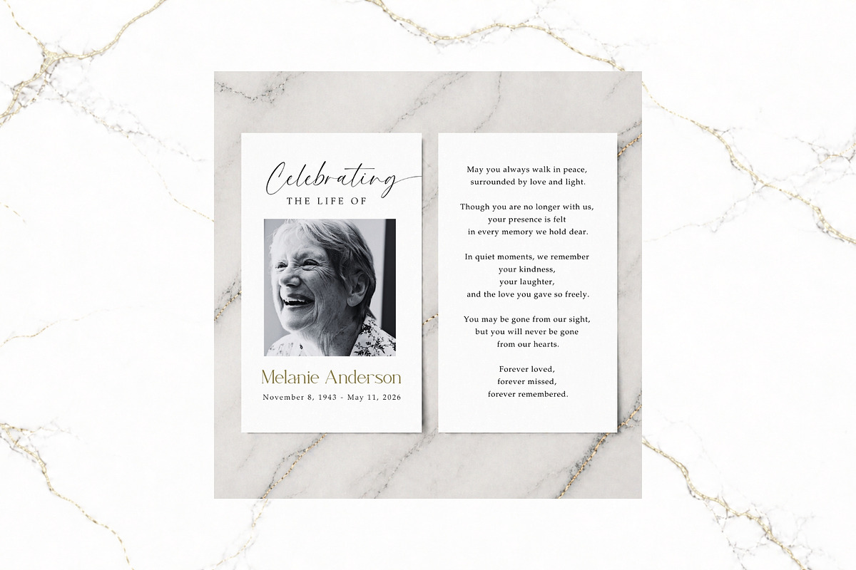 Funeral Prayer Card B&W Canva FR002, a Card Template by TyphoonStudio (Photo 1 of 5)