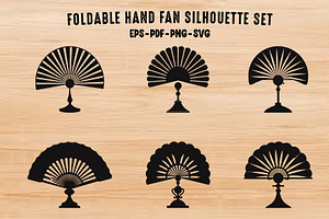 Folding Hand Fan Silhouette SVG Set, an Object Illustration by Gfx Expert Team