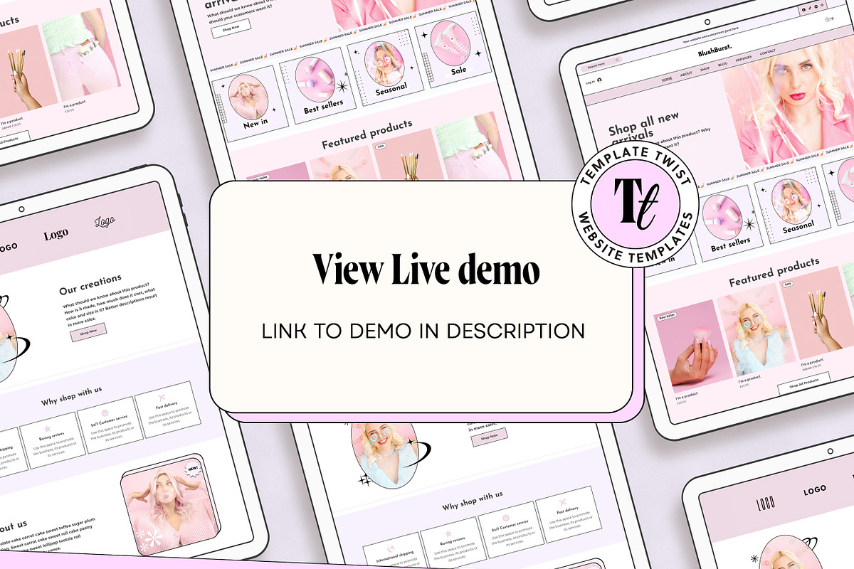 Blush Pink Wix Shop Studio Template, a Wix Template by Template Twist Shop (Photo 3 of 10)
