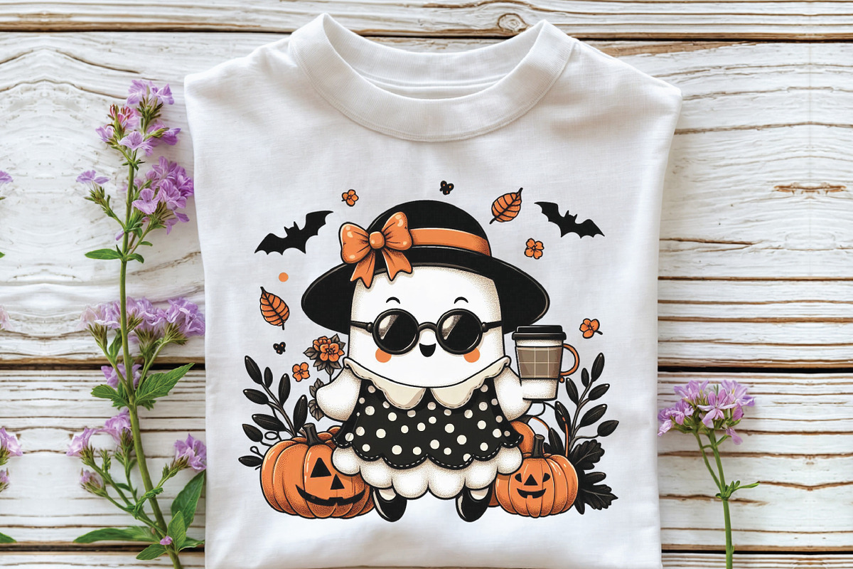 Cute Ghost Pumpkin Halloween PNG, an Illustration by CraftArtStudio (Photo 4 of 4)