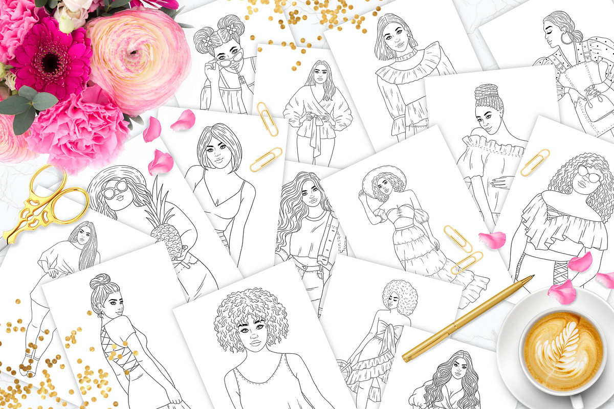 Coloring Book 15 Girls, an Illustration by GlamArtZhanna (Photo 1 of 4)
