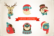 Vintage Hipster Christmas animals, an Animal Illustration by Marish (Thumbnail 1 of 3)