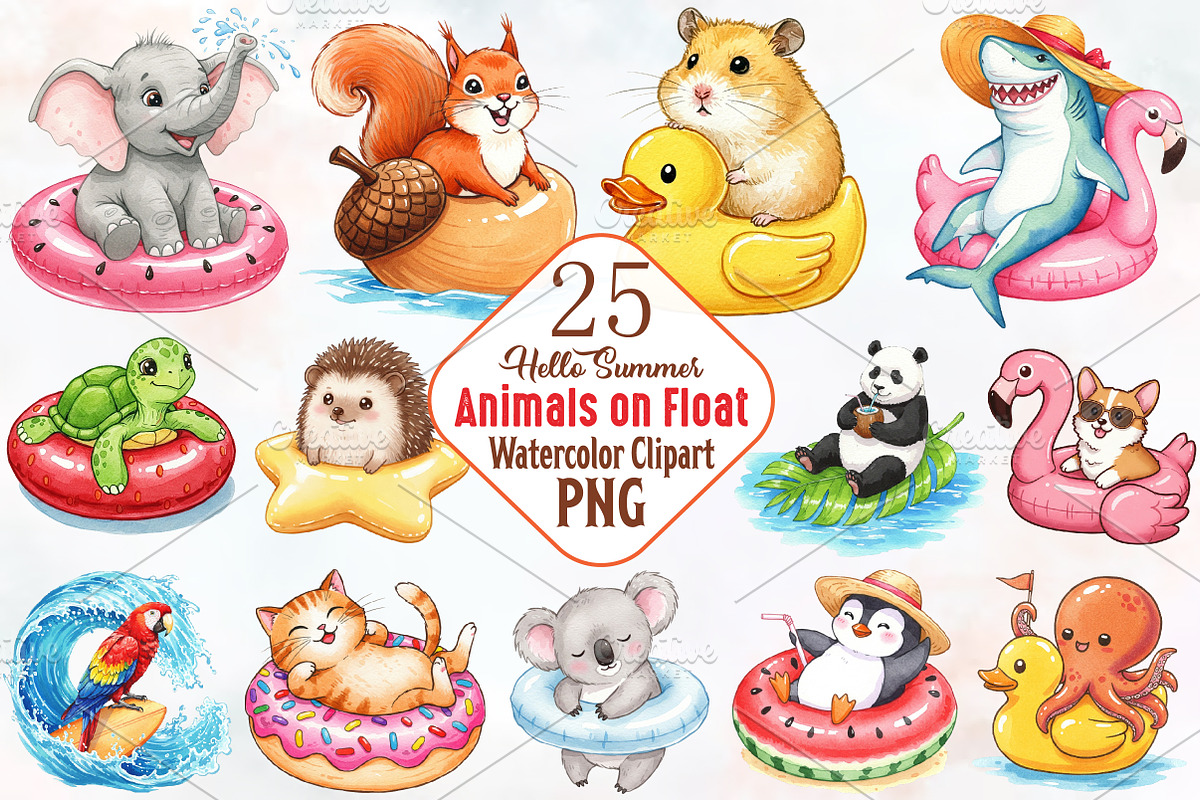 Summer Animals on Float Sublimation, an Illustration by RobertsArt (Photo 1 of 7)