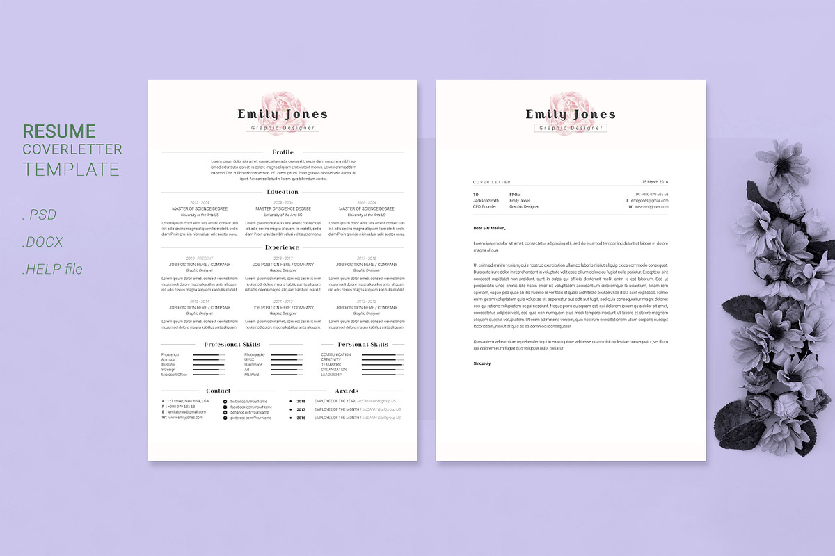 Water Color CV-Resume Tempalate *C, a Resume Template by Showy68 Template (Photo 1 of 3)