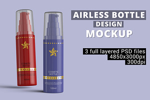 Airless Pump Cosmetic Bottle Mockup