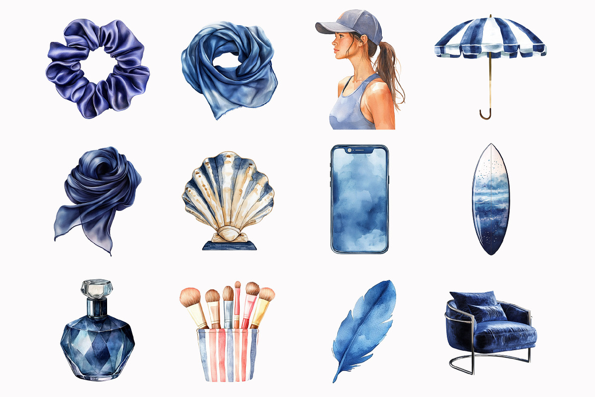 Watercolor Glamor navy Clipart, an Illustration by Design Market (Photo 2 of 4)