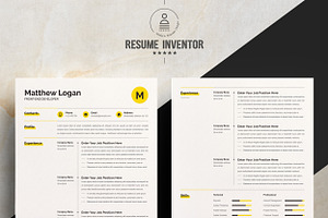 Minimal Yellow Resume/CV Template