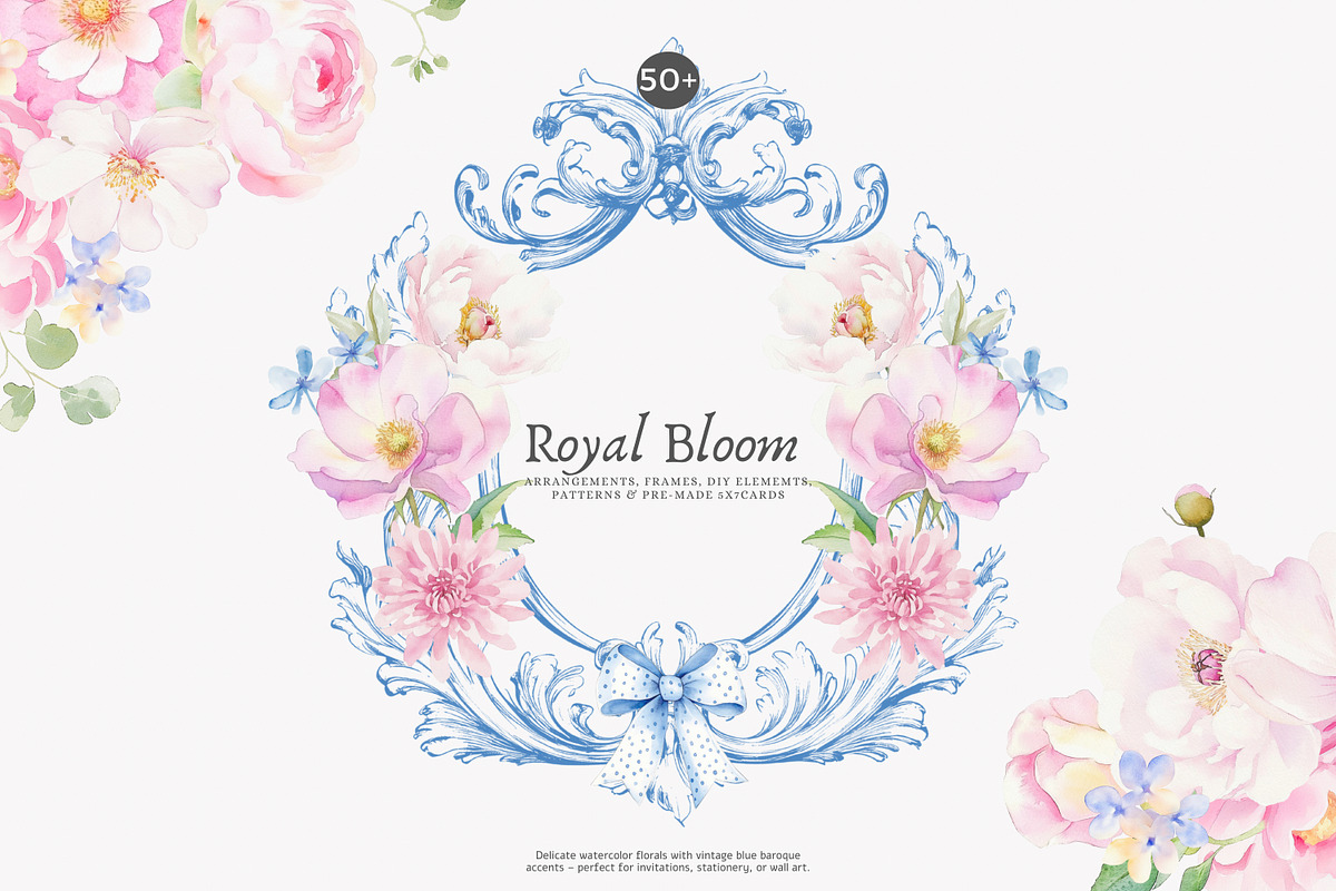 royal bloom watercolor floral set, a Decorative Illustration by Patishop Art (Photo 4 of 10)