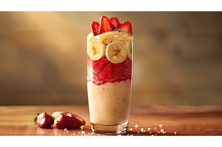 fruity strawberry banana smoothie ai, a Background Photo by pikepicture