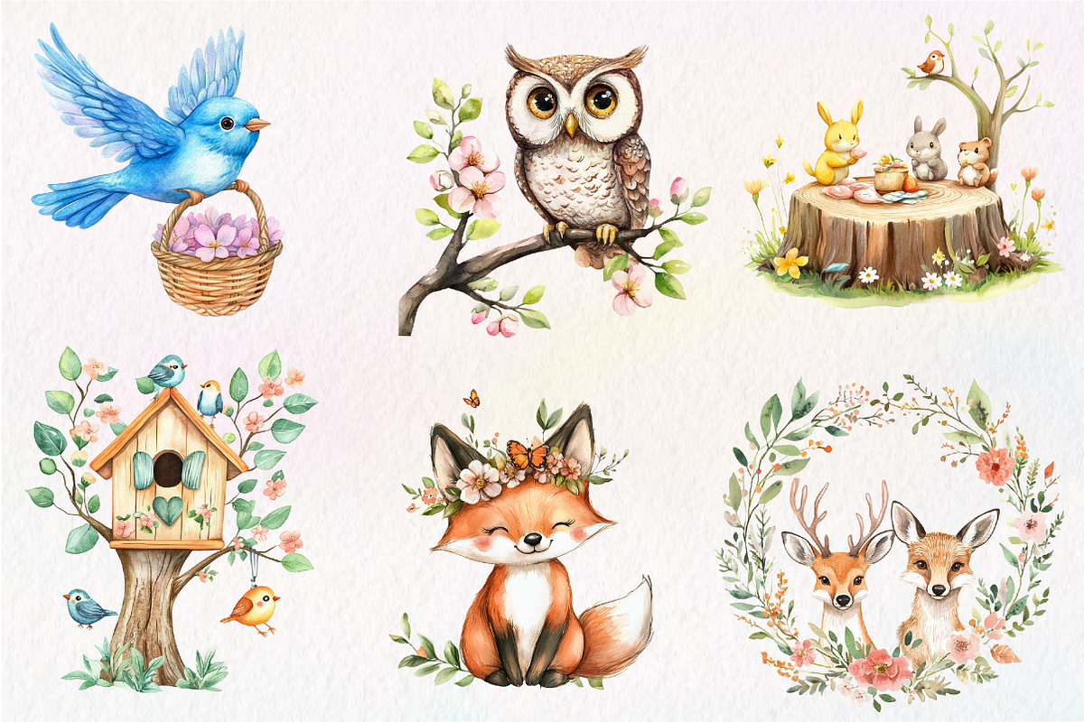 Forest Spring Woodland Animals, an Illustration by CreationArt (Photo 3 of 5)